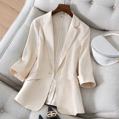 2026 Spring Summer New Temperament Versatile Large Size Women's Small Blazer Coat Loose Elegant FemaleThin  Blazer Jacket 4XL