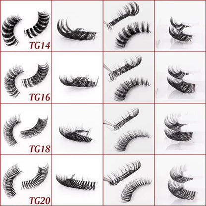 Yiernuo 1/5 Pairs Long Transparent Band Vegan Eyelash D Curl Russian Eyelashes Clear Band Lashes Invisible Band Lashes
