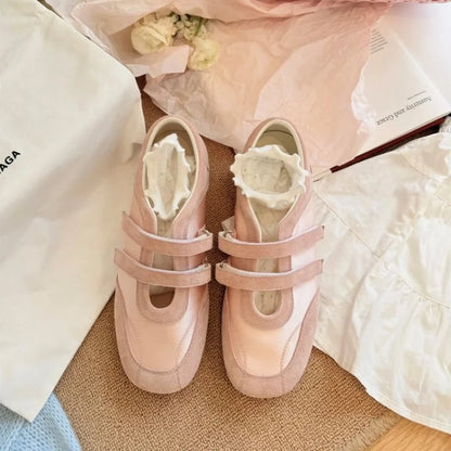 2026 Spring Autumn Women's Mary Janes | French Style Canvas Slip-on Flats | Wide Toe Box Velcro Soft Sole Casual Shoes