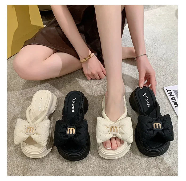 2024 summer New Fashion Women Shoes Slippers Comfortable Platform Shoe High Heels Leisure flower outdoor beach Slipper Women