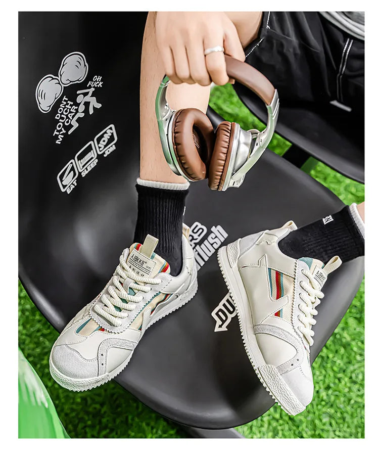 Large Size Men's White Sneakers Autumn Comfortable Non Slip Running Shoes Luxury Soft Sole Fashion Lace Up Outdoor Casual Shoes