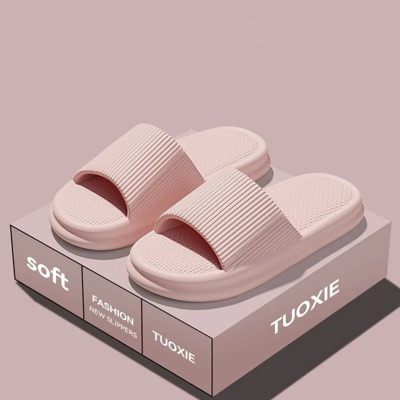 Women Summer Concise EVA Slippers Men Soft Home Slides Couples Bathroom Non-slip Sandals Adults Comfortable Outdoor Beach Shoes