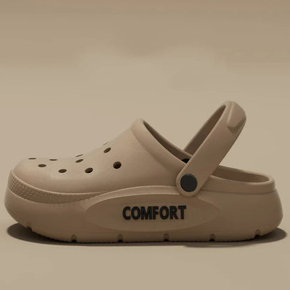 Women's Men's Slippers Summer Anti-Slip Couple Hollow Covered Toe Indoor Outdoor Casual Thick Bottom Sandals for Home Adults