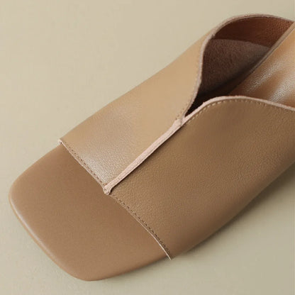 Women's cow leather 6cm thick high heel open toe slip-on pumps elegant ladies soft comfortable summer slippers sandals shoes hot