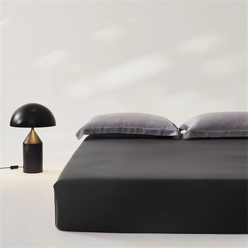 3pcs Set 100% Mulberry Silk Bed Sheet Set with 1pc Fitted Sheet and 2pcs Pillowcase Mattress Cover for Double King Queen Size