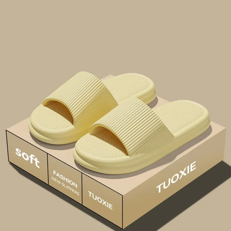 Women Summer Concise EVA Slippers Men Soft Home Slides Couples Bathroom Non-slip Sandals Adults Comfortable Outdoor Beach Shoes