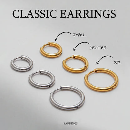 Uworld Simple Classic 18K Gold Color Plated Stainless Steel 2MM Coil Earrings Women's Accessories Party Gift