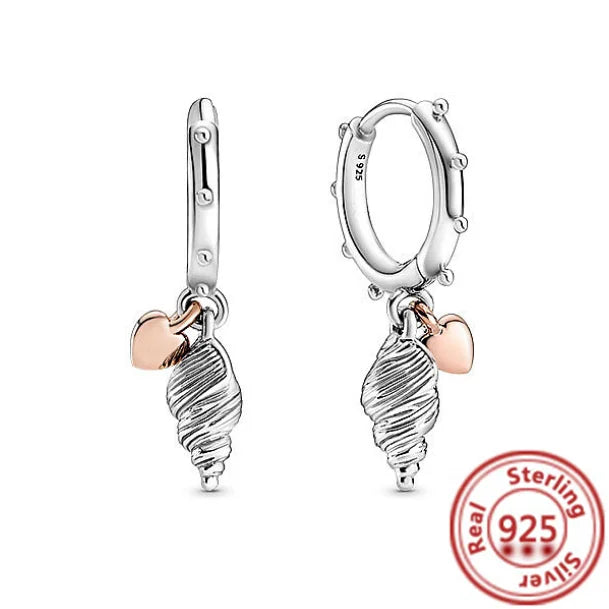 Hot Sale 925 Sterling Silver Heart Earrings Fit Original Charms Hoop Earrings For Women Girls Stud Earring Fine Jewelry Gifts