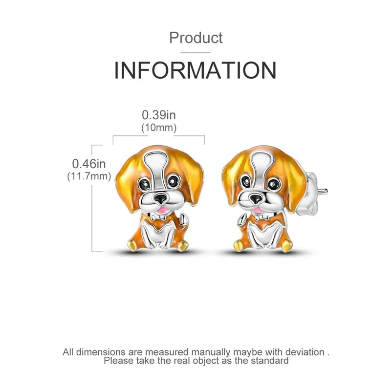 Original 925 Sterling Silver Colorful Cute Animal Pet Stud Earrings For Women Collocation For Girlfriend Birthday Gift