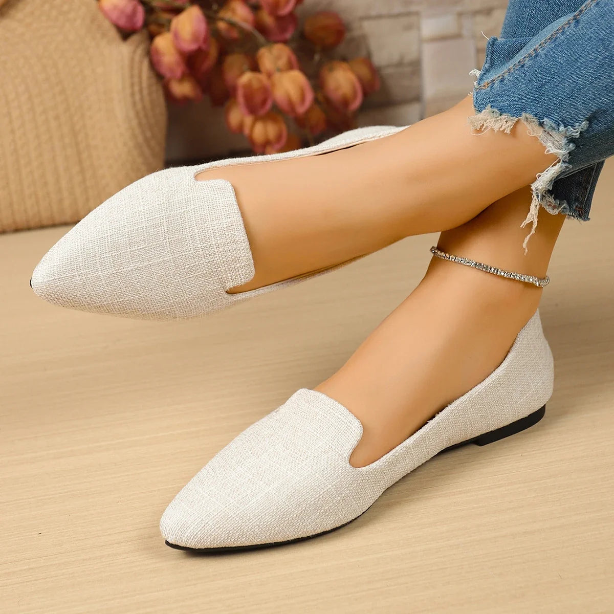 Women Flats Pointed Toe Solid Color Flats for Women Spring/autumn Casual Comfortable Leopard Brown Flat Heel Shoes
