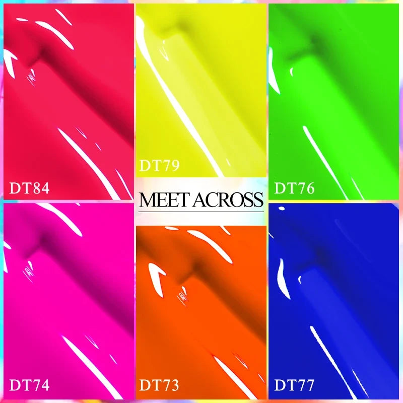 MEET ACROSS 7ml Orange Red Green Gel Nail Polish Laser Sparkly Soak Off Semi Permanent Nail Art UV Gel Varnish For Nails