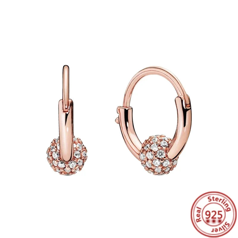 Hot Sale 925 Sterling Silver Heart Earrings Fit Original Charms Hoop Earrings For Women Girls Stud Earring Fine Jewelry Gifts