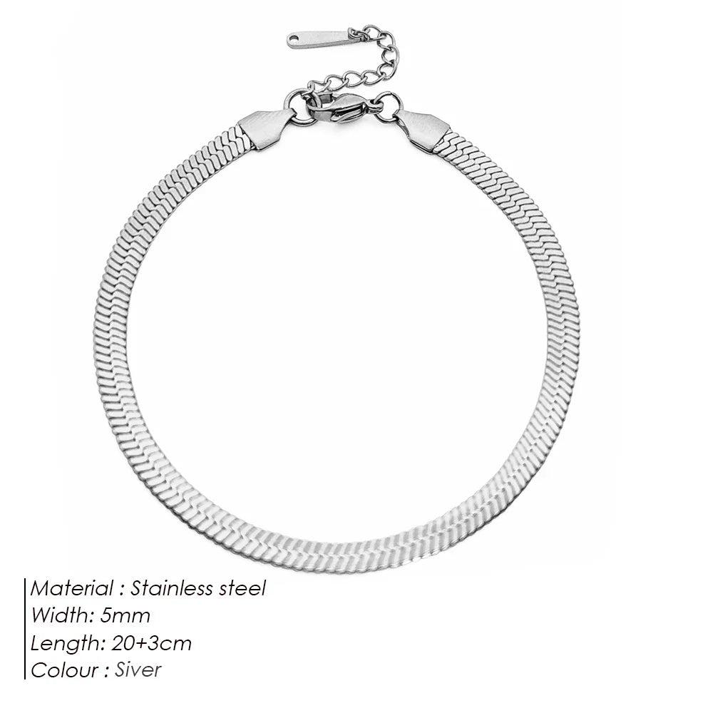 EMANCO 4MM Snake Chain Anklet Womens Beach Chain Stainless Steel Anklet Gift Drop/Wholesale Factory Direct Sales