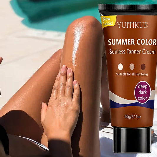 YUITIKUE Summer Color Sunless Tanner Cream | Deep Dark Tone | Suitable For All Skin Types | Natural Sun-Kissed Glow 60g