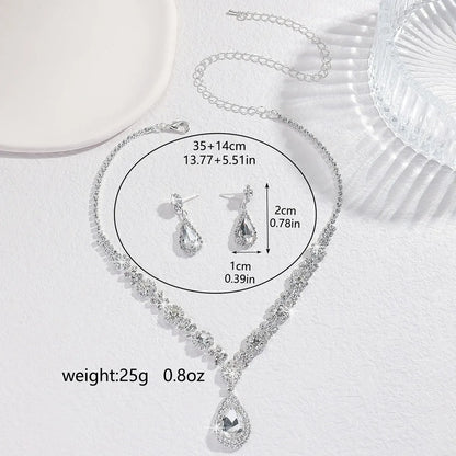 Simple and Atmospheric Water Droplet Necklace Earrings Two-Piece Set as a Surprise Birthday Gift for Girlfriend and Best Friend