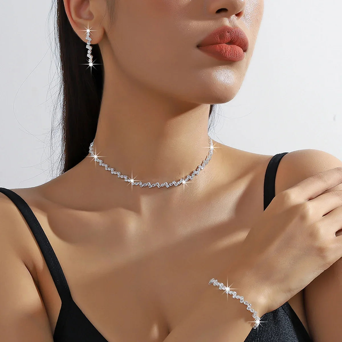 Starry Sky Sparkling Necklace, Women's Clavicle Chain Bracelet, Simple Sparkling Plain Chain, Stackable Design