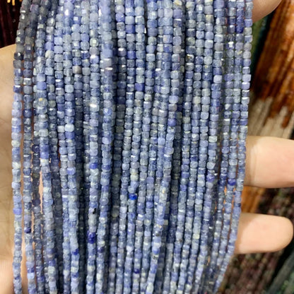 2x2mmNatural Colored Tourmaline Blue Tourmaline Faceted Cube Beads Square Stone Beads for JewelryDIY Making  Gemstone Loose Bea