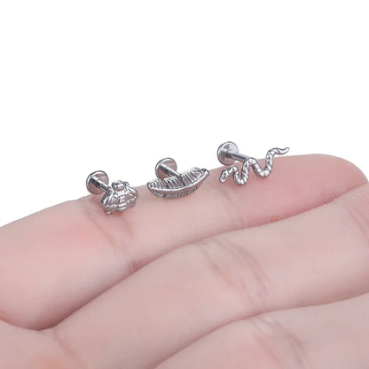 1Pc G23 Titanium Cartilage Stud Earrings for Women Lip Stud Labret Piercing Helix Daith Piercing Body Jewelry