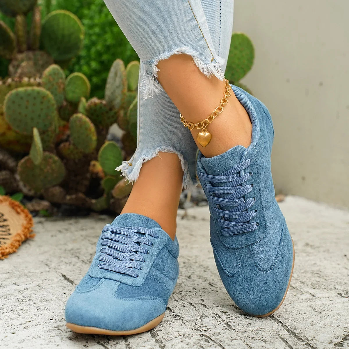 Women's Casual Flat-soled Non-slip Wear-resistant Sport Shoes Spring Autumn Round-toe Soft and Comfortable Women Single Shoes