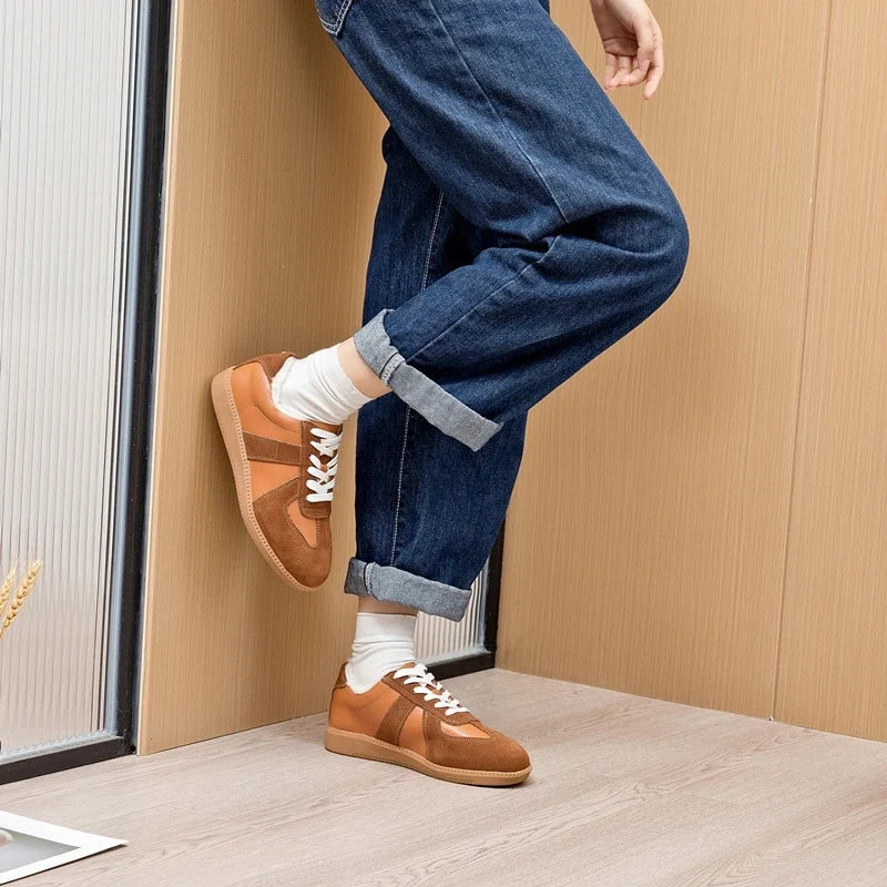 AIYUQI Women's Sneakers 2026 New Genuine Leather Ladies Moral Training Shoes Casual Spring Flat Shoes Women