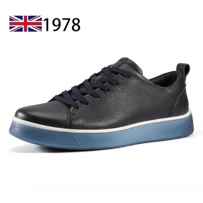 Men Casual Leather Shoes, Business Genuine Leather Shoes Men Thick-soled Sports White Versatile Board Shoes