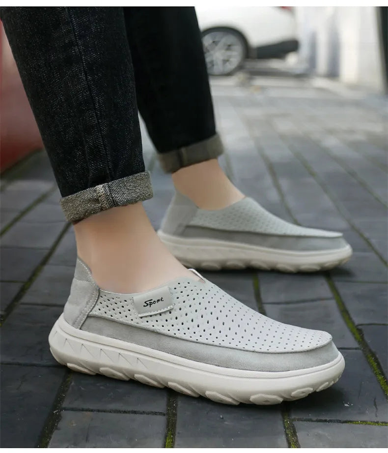 2026 New Men's Casual Shoes Fashion Comfortable Men's Shoes High Quality Leather Men Driving Shoes Handmade Flat Shoes Size 46