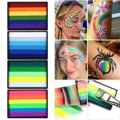50g Facial and Body Paint Palette,Non-Toxic Rainbow Water-Soluble Body Paint for Rainbow Festival,Cosplay,Party,Art,Stage Makeup