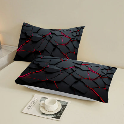3Pcs Lightning Glow Fitted Sheet Set 3D Printed Soft Red Black Bedspread Single Twin Queen King Size Bed Sheet Set Home Decor
