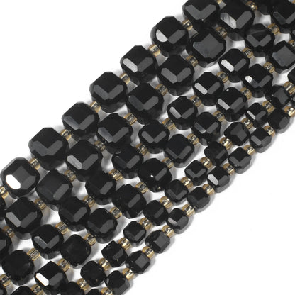 Natural Stone Faceted Square Black Agate Cube Spacer Beads For Jewelry Making Diy Bracelet Necklace Beading Accessories