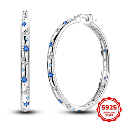 Original 925 Sterling Silver Blue Zirconium Butterfly Earrings Colored Hoop Earring Women Female Party Fine Earring Jewelry Gift