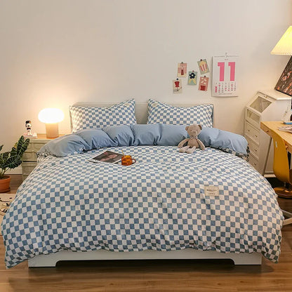 Checkerboard Bedding Comforter Set with Pillowcase bed sheet Single Full Size Bed Linen Duvet Cover Set Queen/King Double Single
