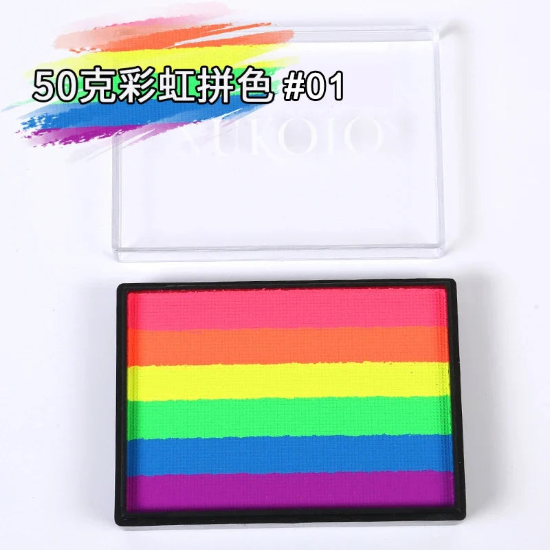 50g Facial and Body Paint Palette,Non-Toxic Rainbow Water-Soluble Body Paint for Rainbow Festival,Cosplay,Party,Art,Stage Makeup