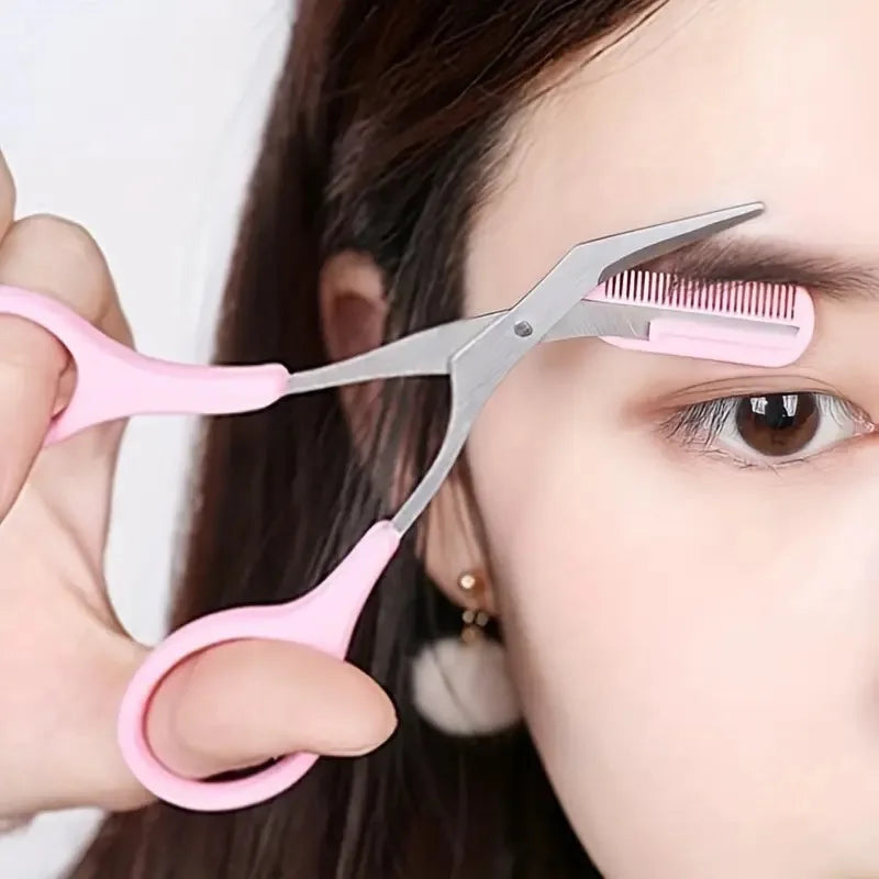 Eyebrow Trimmer Set, Curved Eyebrow Razor, Eyebrow Scissors With Comb, Convenient Easy Beauty Tools For Beginners