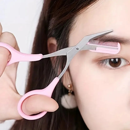 Eyebrow Trimmer Set, Curved Eyebrow Razor, Eyebrow Scissors With Comb, Convenient Easy Beauty Tools For Beginners