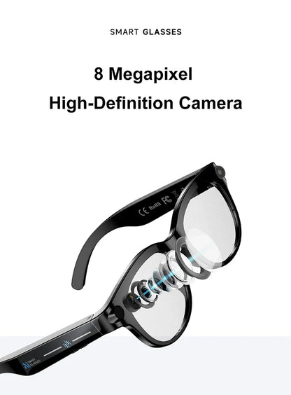 Lenovo 2026 New 8K AI Translation AI Smart Glasses Bluetooth Calling Music Player Camera Control Anti Blue Light Sunglasses