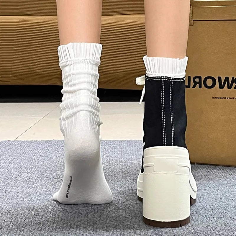 Women Platform Sneakers Canvas Shoes Personalized Luxry Heels Skateboard Lace Up Casual Fashion Outdoor Sneakers