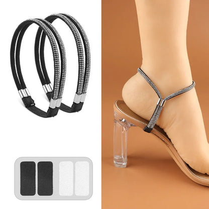 Rhinestone High Heels Shoes Band Anti-loose for Women Shoelaces Anti-drop Elastic Fixed Heel Laces shoe accessories