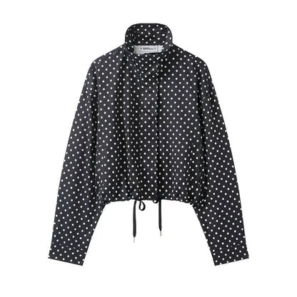 TARUXY Fashion Polka Dot Print Jacket Coat Women's Stand Collar Long Sleeved Workwear Coat Ins Hot Short Casual Female Jackets