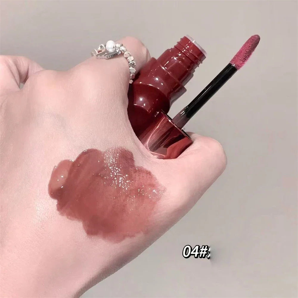 Crystal Nude Gray Glossy Lip Stain Mirror Korean Lip Glaze Sheer Nude Glitter Lip Tint Watery Shine Plumping Lipgloss Cosmetics