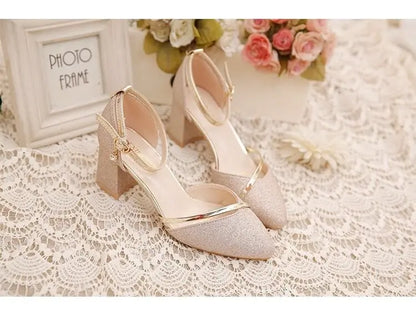 Fashion Spring and Summer Black High-heeled Shoes Women's High-quality Silver Wedding High-heeled Shoes Women's Gold Party Pump
