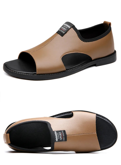Brand Man Sandals Designer Fashion Leather Casual for Men Summer Comfortable Beach Slippers Outdoor Non-slip Men Sandalias 2026