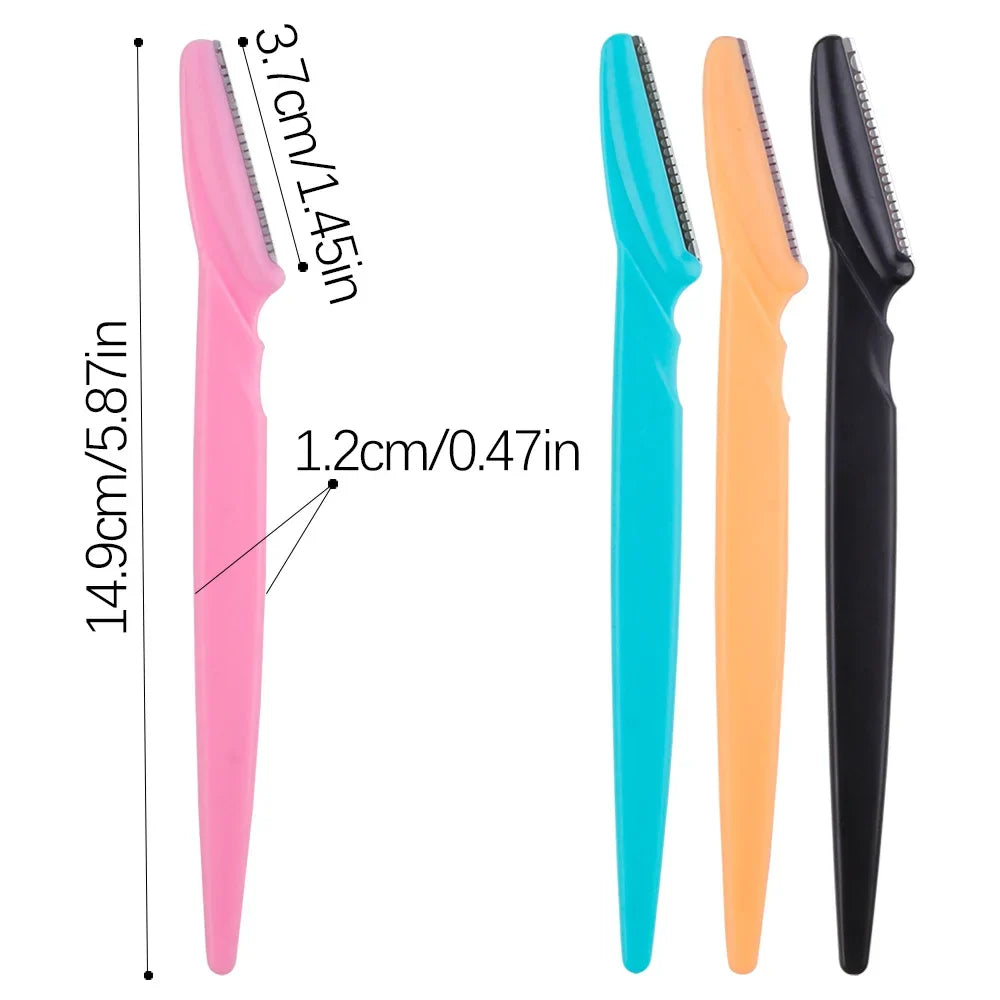 3Pcs Women Eyebrow Razor Stainless Steel Curved Blade Portable Household Facial Grooming Accessory
