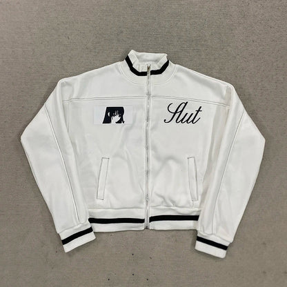 Korean Cartoon Long Sleeved Baseball Jacket for Girls Kawaii Street Jacket Personalized Zipper Cardigan Anime Autumn