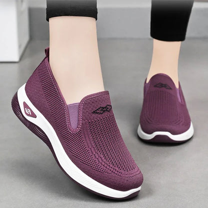 Women's Shoes Spring and Autumn New Mesh Breathable Casual Shoes Outdoor Lightweight Non-slip Wedge Heel Thick-soled Sneakers