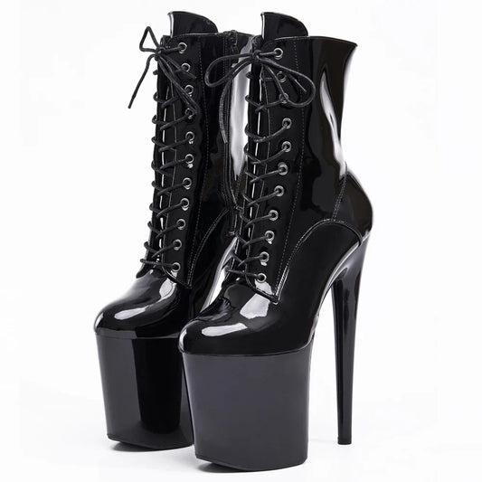 Stripper 8" Platform Lace Up Cтрипы Pole Dance Ankle High Boots In Stock Fast Shipping Size36-43