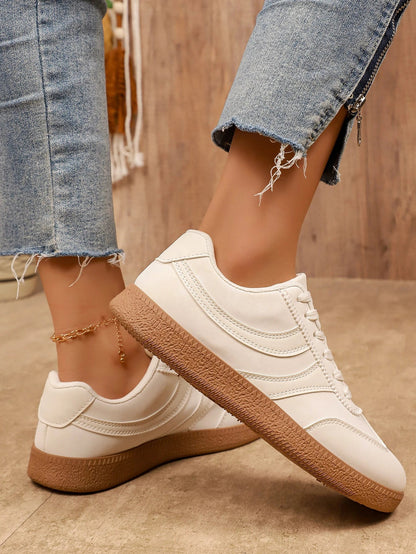 Retro Brown Platform Sneakers Women 2026 Flat Trend German Training Shoes Woman Plus Size 43 Non-slip Thick Sole Vulcanize Shoes
