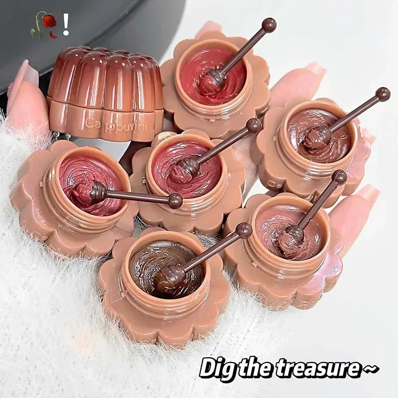 Jelly Solid Water Mirror Lip Gloss Shine Plumping Lip Balm Light Red Brown Natural Lasting Moisturizing Lip Tint Lipstick Makeup
