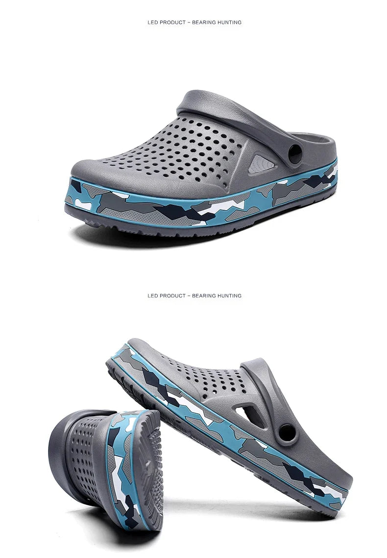Men's summer casual hole shoes non slip lightweight breathable Two wearing men's sandals fashion comfort beach shoes slippers