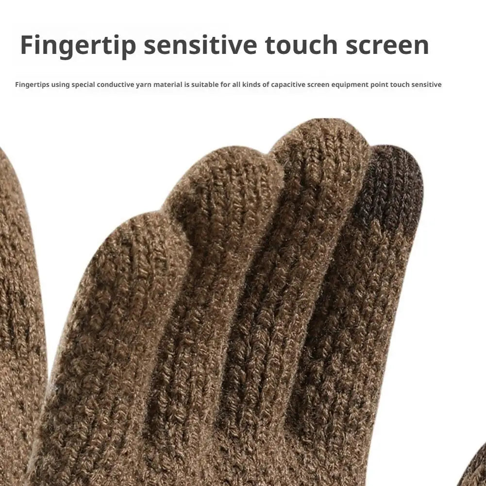 Thermal Winter Gloves For Men Thickened Warm Fleece Lined Anti-Slip Touch Screen Thermal Windproof Cycling Gloves