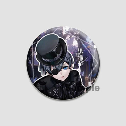 58MM Cartoon Comics Black Butler Creative DIY Badge Tinplate Plastic Pins Button Brooches for Backpack Accessories Jewelry Gifts